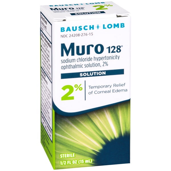 Muro 128 2% Sodium Chloride Hypertonicity Ophthalmic Solution, from Bausch + Lomb, 0.5 Fl Oz (15 mL)