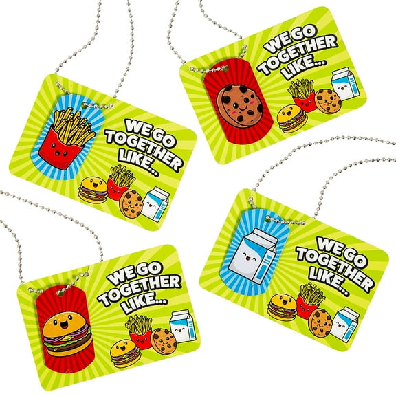 Fun Express 24" x 2" BFF Food Pair Necklaces with Exchange Cards - 24 Pieces