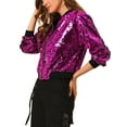 thumbnail image 4 of Chaqueta de lentejuelas para mujer INSPIRE CHIC con cierre de cremallera y bolsillos ocultos, chaqueta bomber S fucsia, 4 of 8
