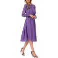 thumbnail image 4 of INSPIRE CHIC Women's Dress  Metallic Stars Smocked Waist Sheer Puff Sleeve Party Midi Dresses with Lining L Purple, 4 of 5
