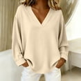 thumbnail image 2 of Dagugfen Women's Tops V Neck Long Sleeve Womens Loose Pullover Basic Homewear Shirts Pajama Tops for Women, 2 of 6
