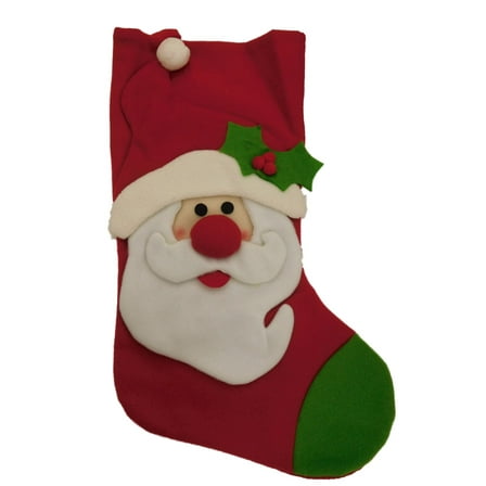 Relt Felt Santa Claus & Holly Christmas Holiday Stocking