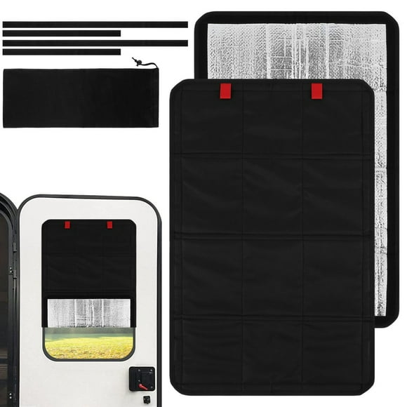 RV Door Window Shade 16 x 25 Inches Foldable Magnetic RV Sun Shade Window Cover Anti-UV Camper Blackout Blinds Window Privacy Screen RV Accessories for RV Travel Trailer
