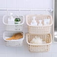 thumbnail image 4 of Cesta colgante de plástico para ducha, cesta de almacenamiento organizadora de conexión, con gancho, para baño, cocina, despensa, baño, dormitorio, 3 uds., 4 of 5