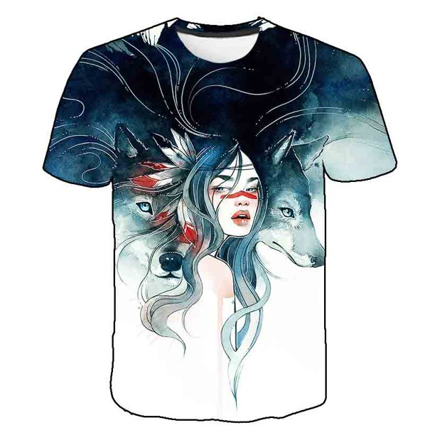 Animal Lobo camiseta para niños estampado niños Harajuku 3D camiseta verano niños manga corta niñas camiseta dibujos animados bebé T-Shirts6M Gao Jinjia LED