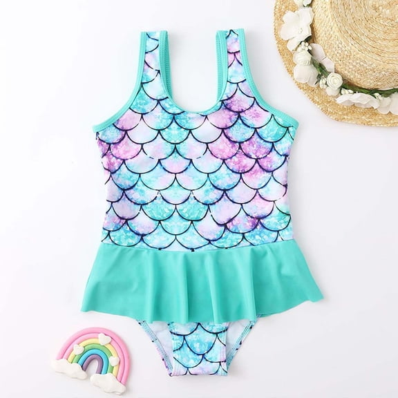 ibiyuan Girl Period Swimsuits Adjustable Strap Ruched Bathing Suit Quick Dry Wrap Tie Back Girls Swimsuit Size 8 Allover Printed Swimwear Tummy Control
