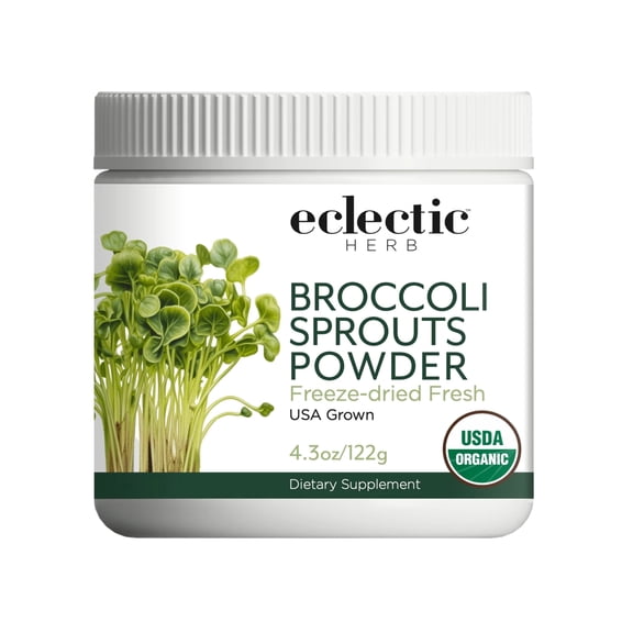 Eclectic Herb - Broccoli Sprouts Powder Nutritional Supplement | Vitamins Minerals | Antioxidants & Immune | Superfood Daily Greens Drink Mix | USDA Organic, Non-GMO, Vegan (4.3 oz | 122 g)