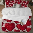 thumbnail image 2 of Pratyus Hearts Red Pattern Romantic Valentine's Day Design 3-Piece Bedding Set for Bedroom Home Decor Easy to Clean and Care 87x68in, 2 of 8