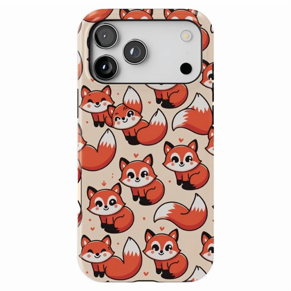 DistinctInk MagSafe Tough Case for iPhone 17 Pro Max (6.9") - Playful Foxes: A Cheerful Cartoon Pattern - Shockproof Drop Protection MagSafe Compatible Cover