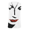 thumbnail image 5 of up to 60% off Gifts Usmixi Womens Tank Tops Quarter Zipper Ladies Fashion 3D Print Tshirts Vest Summer Trendy Face Graphics V-Neck Sleeveless Shirts Blouse White l, 5 of 5