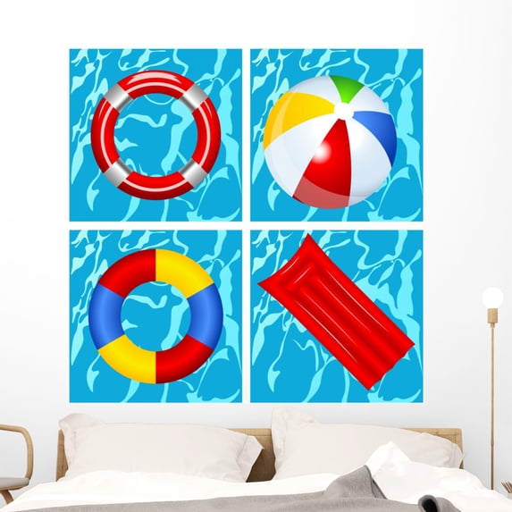 Toys Swimming Pool Wall Mural by Wallmonkeys Peel and Stick Graphic (48 in H x 48 in W) WM44198