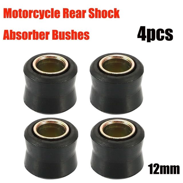 Bgsha 2/4pc12MM Motorcycle Rear Shock Absorber Rubber Bush Suspension Universal Black
