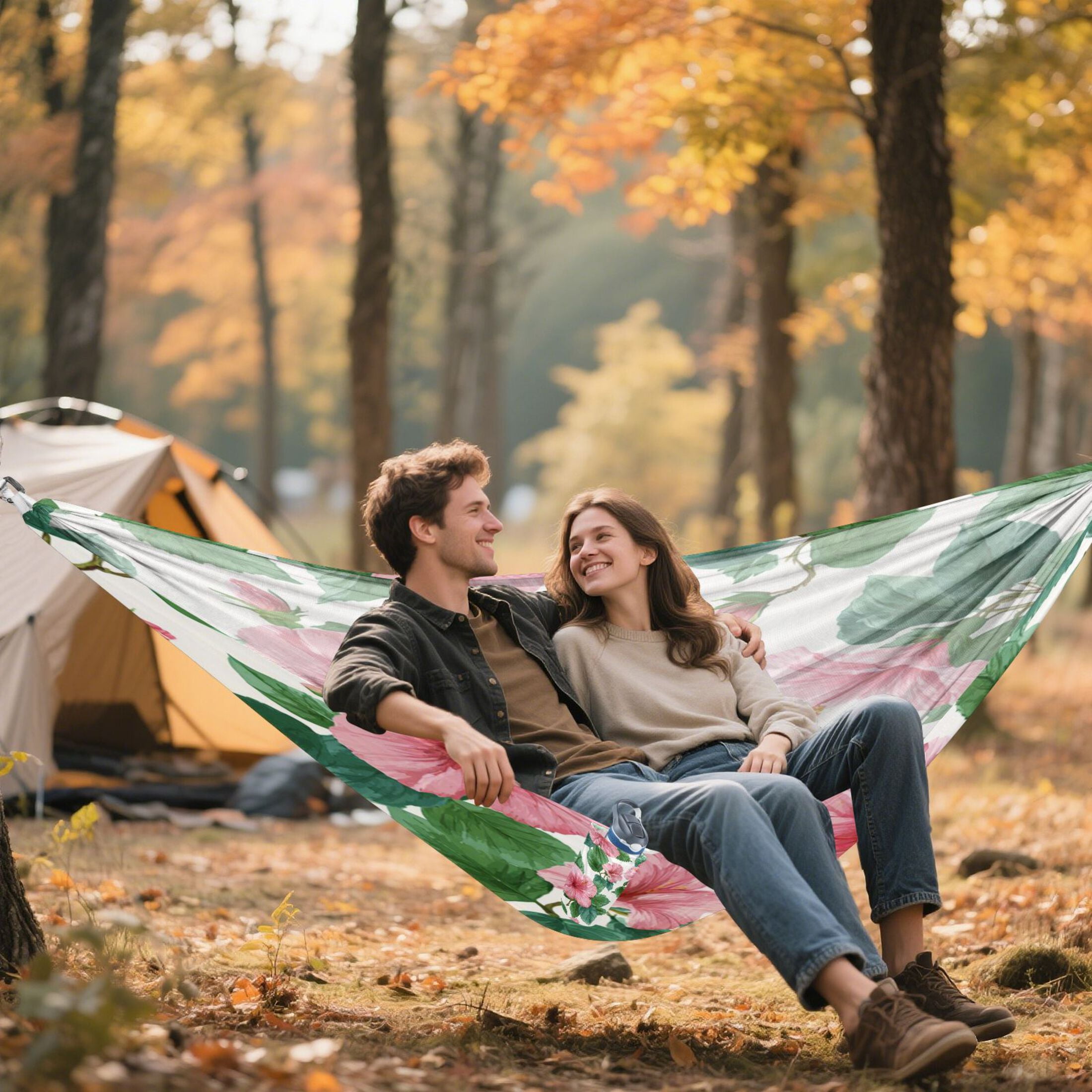 Hammock Camping Hammock Nylon Portable Hammock Travel Camping Hammock Flowers Pink