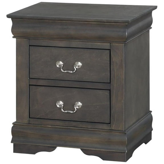 Bowery Hill Contemporary 2 Drawer Nightstand in Dark Gray
