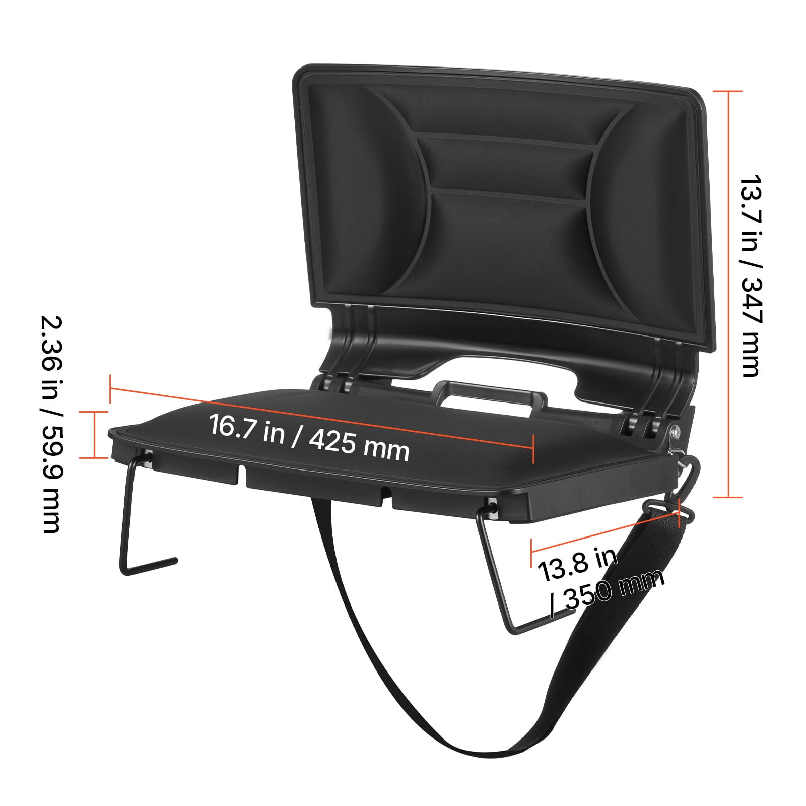VEVOR Stadium Seat, Folding Bleacher Chair with Back Support and Thick Cushion, Padded Stadium Seat for Bleacher Includes Shoulder Strap, Hooks, Cup Holder, Lycra Material, Side Pocket, PP Material