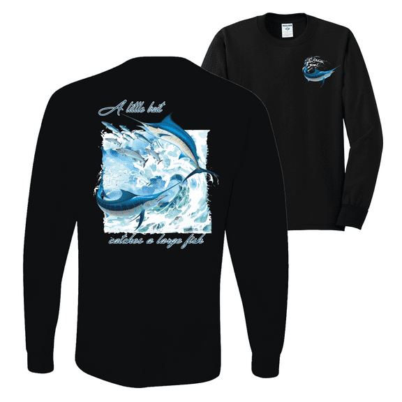 Wild Bobby, A Little Bait Catches a Large Fish Swordfish Fishing Mens Long Sleeve Shirt