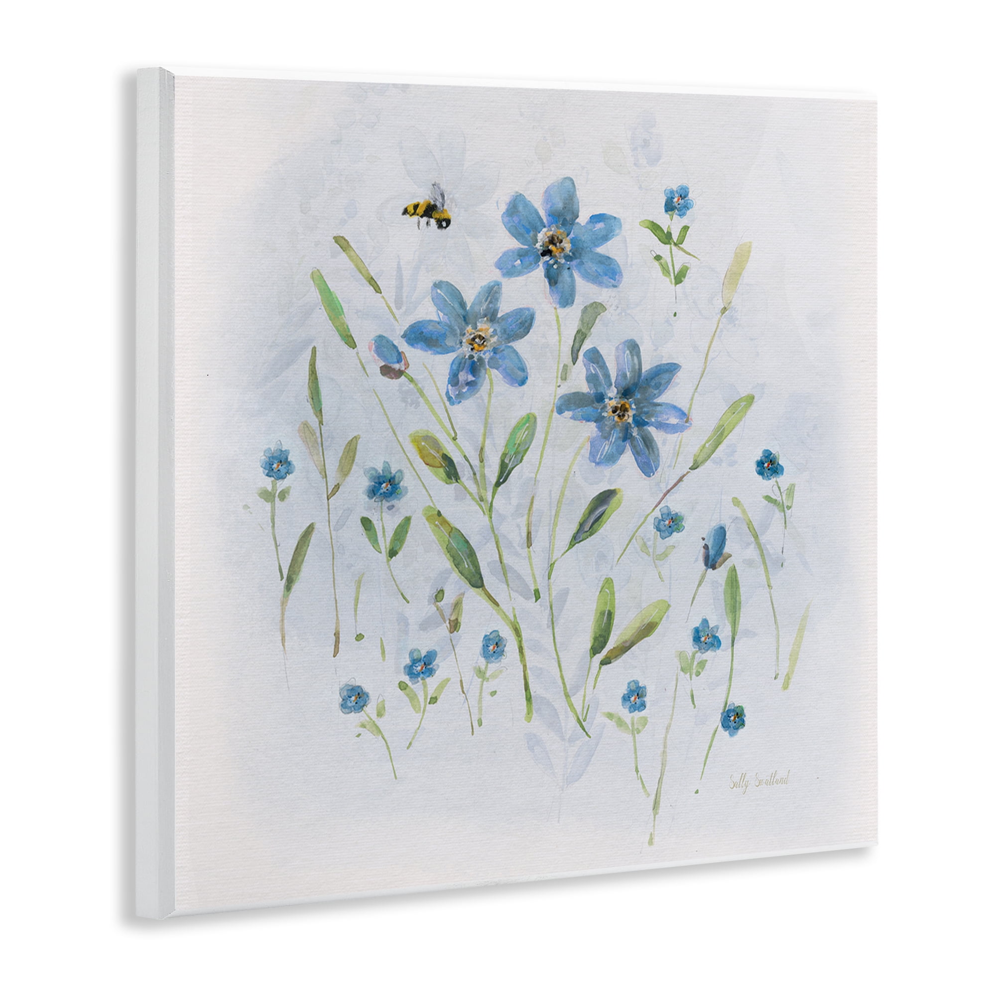 Stupell Industries Cottage Bee & Flowers Plants & Flowers Painting Unframed Art Print Wall Art, 12 x 12