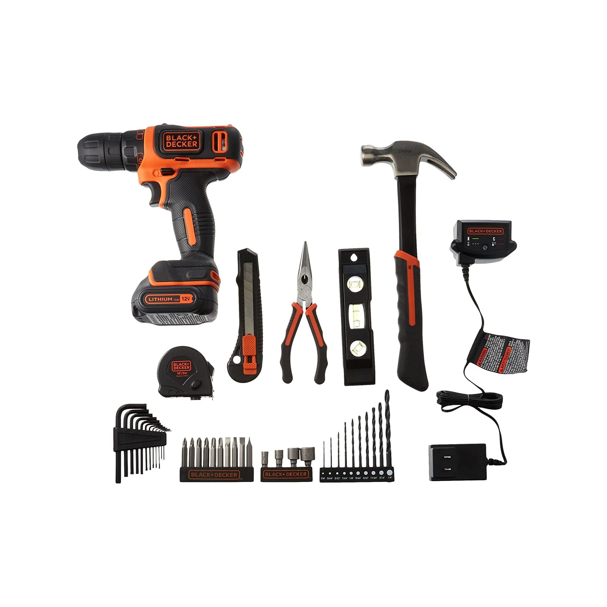 BLACK+DECKER BCPK1249C 12V MAX Dill and 42 piece Home Project Kit Tool Sets  