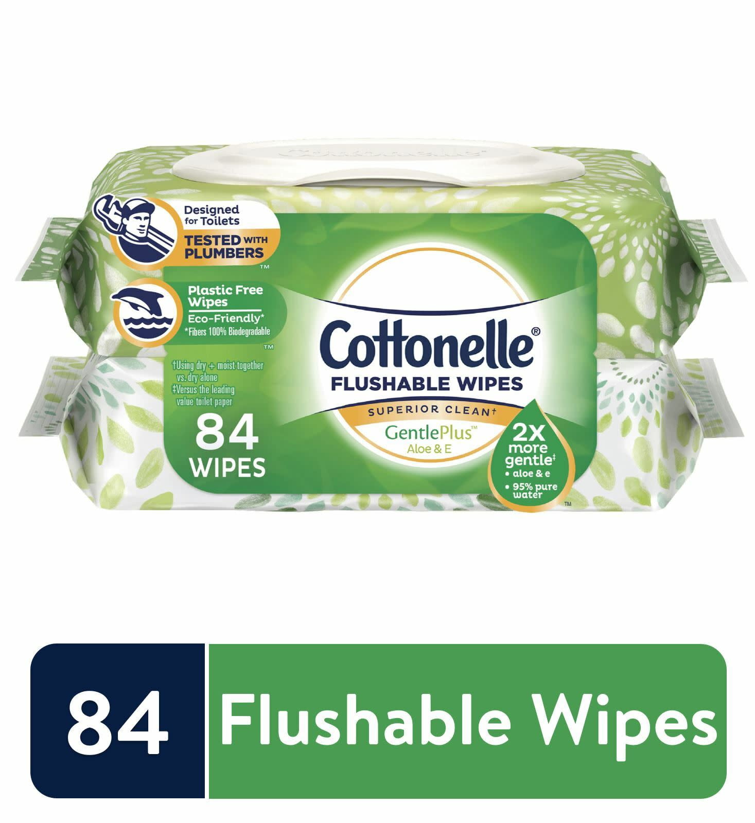 Cottonelle GentlePlus Flushable Wet Wipes with Aloe & Vitamin E, 1