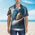 thumbnail image 2 of Pofeuu Surfing Guinea Pig Print Hawaiian Shirt for Men Sleeves Casual Button Down Summer Beach Dress Shirts T-Shirts,3X-Large, 2 of 7
