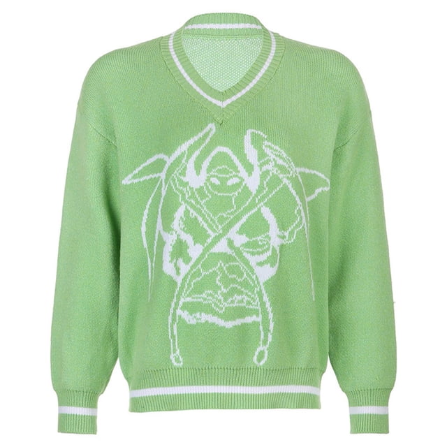 Pull Sexy à Col en V et Imprimé à Manches Longues pour Femmes