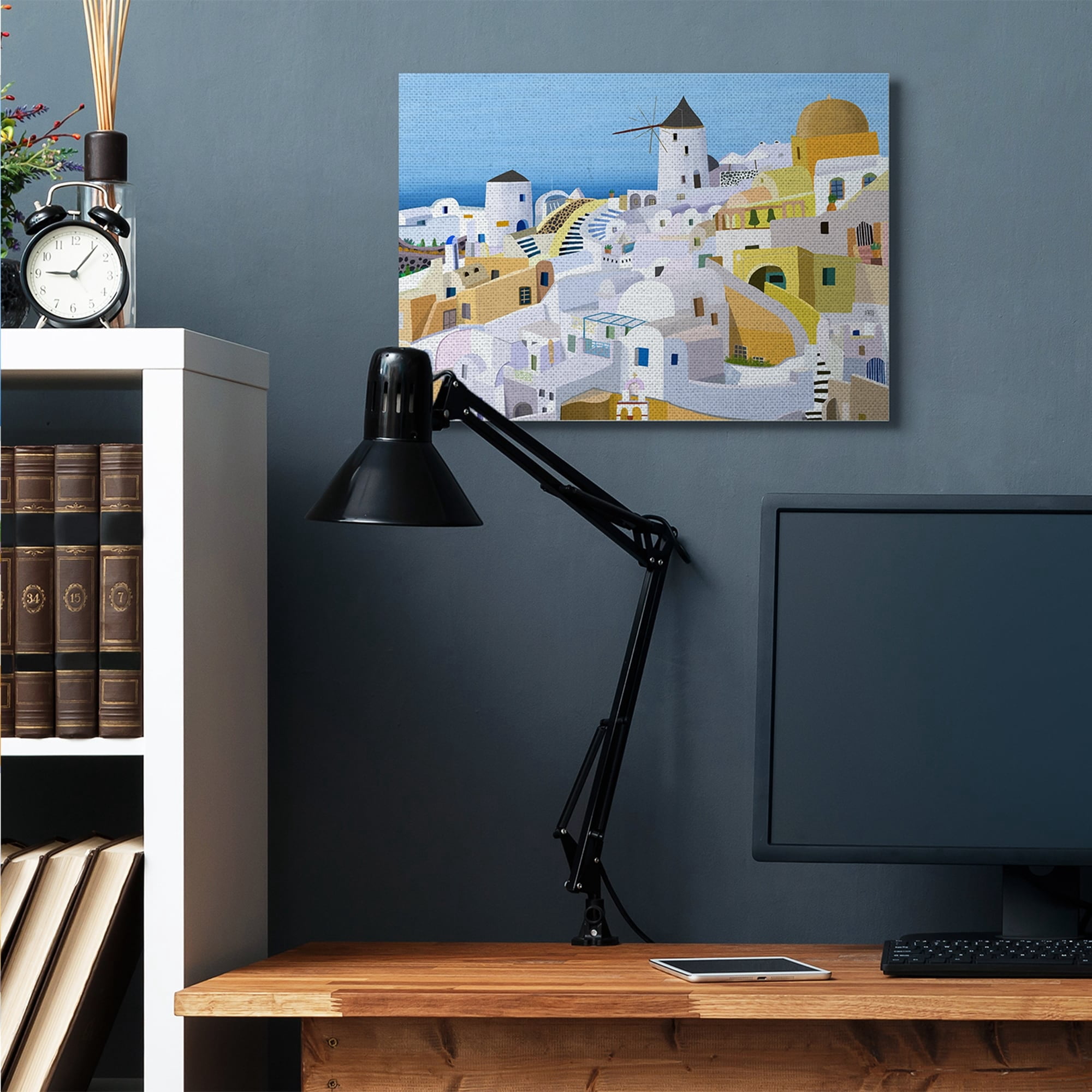 Stupell Industries Seaside Greek Cityscape White Yellow Buildings Canvas Wall Art by Carla Daly