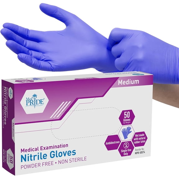 Nitrile Medical Exam Gloves - Disposable Powder & Latex-Free Surgical Gloves For Doctors Nurses Hospital & Home Use