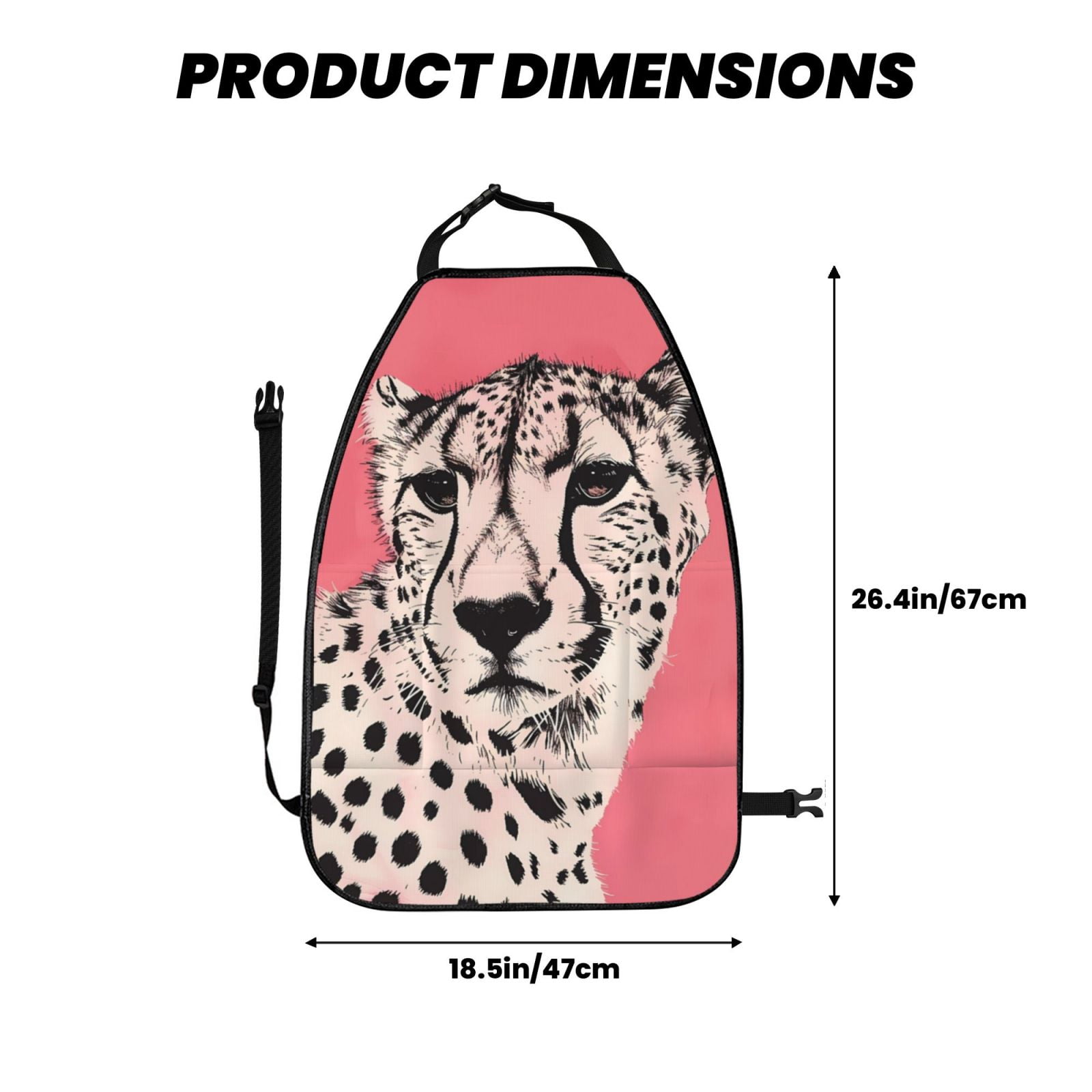 Xecao Pink Cheetah Art Pattern Car Seat Back Protector 2 Pack Large Capacity Pocket, Kick Mats Back Seat Protector