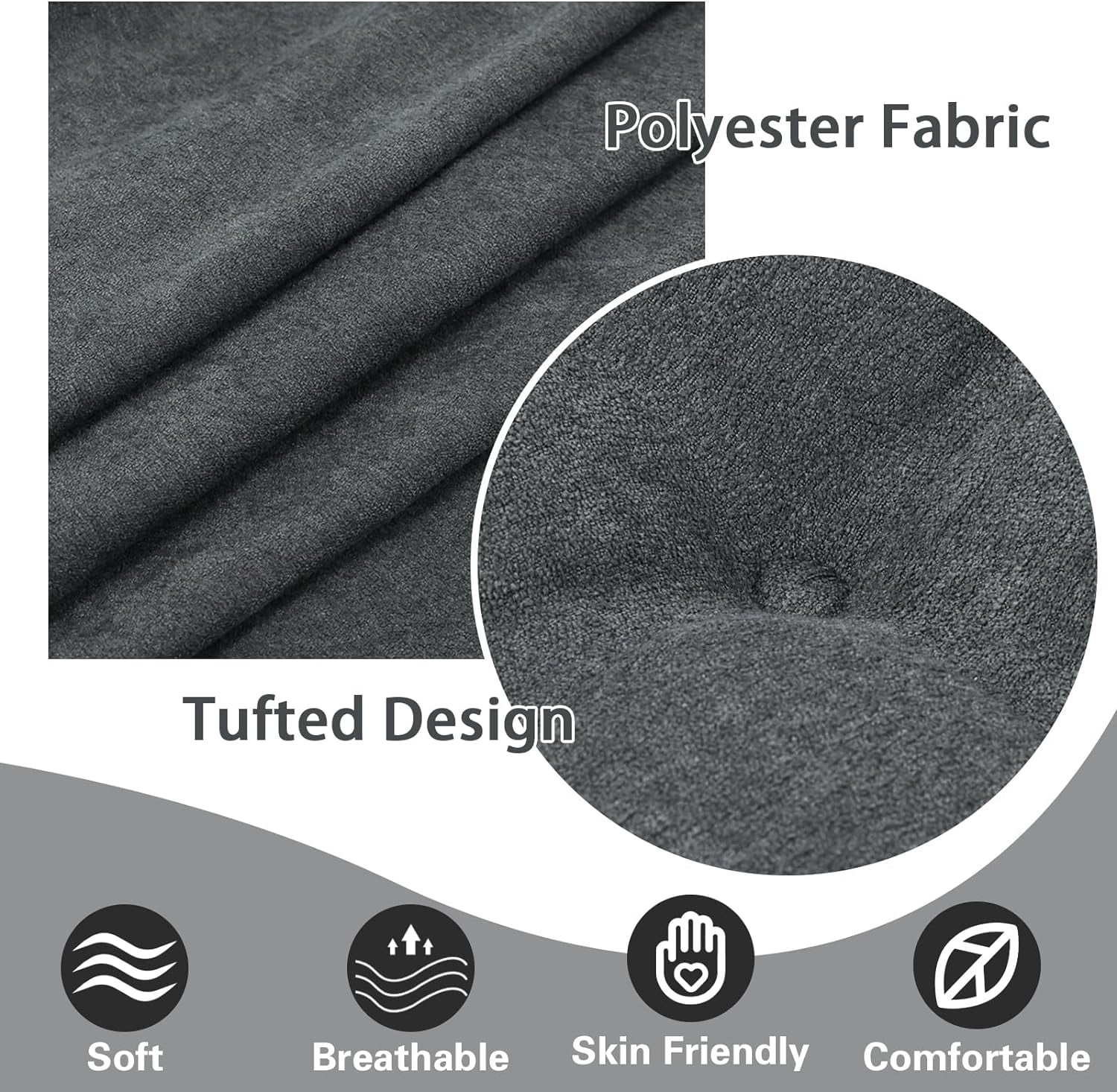 Recliner Seat Cushion for Elderly - Patented Dual Design for Sagging Recliner Replacement & Easy Get Up, Booster Cushion Relieves Back Pain from Sofa, Couch, Chair 20x20x5 Inches Dark Grey
