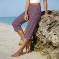 thumbnail image 5 of SAHFX Petite Capris for Women Petite Length Cotton Linen Pants with Pockets Split Button Quick Dry Wide Leg Pants Pull on Straight Leg Gym Workout Yoga Shorts Dress Pants 2026 Business Purple M, 5 of 7