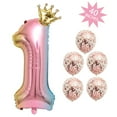 thumbnail image 5 of SUNFICON 40 Inches 1 Number Balloon, Giant Rainbow Digit Helium Foil Balloons,1 Gold Crown Balloon, 5 Confetti Balloons for Birthday Wedding Anniversary New Year Party Decorations, 5 of 6