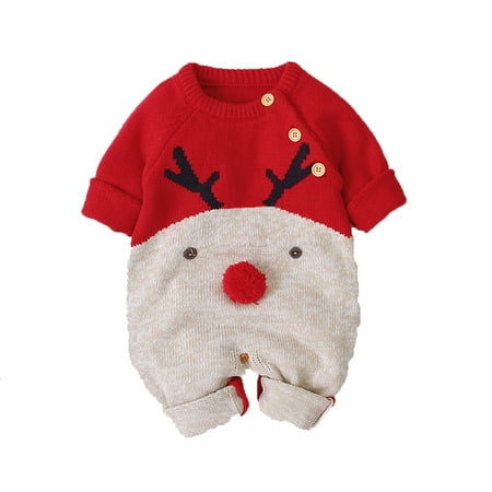 

Youmylove Romper Baby Cartoon Infant Christmas Xmas Santa Plush Knit Jumpsuit Girls Coat Jacket Cute Clothing