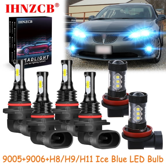 IHNZCB 9005 9006 H8/H9/H11 for Pontiac Grand Prix 2004-2008 Ice Blue Led Headlights Bulb High Low Beam Fog Light,HKL,Y04