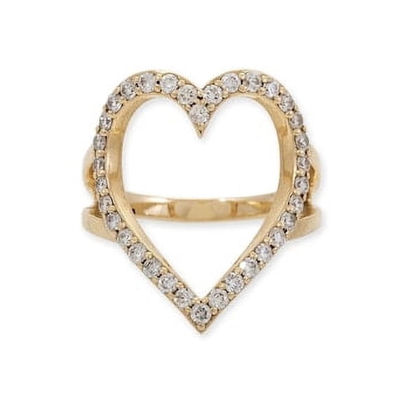 925 Silver Open Heart White Zircon Pave Ring,Open Heart Ring,Heart Shaped Ring,Heart Outline Big Heart Ring,Valentine Gift For Love, Gift