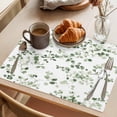 thumbnail image 3 of Sage Green Botanical Placemats Set of 8 Eucalyptus Sprigs Watercolor Place Mats Indoor Wipeable Table Mats Washable Cloth Dining Table Placemats for Kitchen Holiday Party Home Decor 13x19 Inch, 3 of 9
