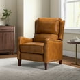 thumbnail image 6 of Genuine Leather Recliner Chair Push Back Upholstered Armchair Wingback Lounge Sofa Wood Leg Home Decor Living Room Bedroom Camel, 6 of 8
