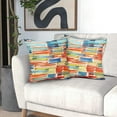 thumbnail image 5 of Blue Orange Green Colorful Stripe Pillow Covers 16X16 in Set of 2 Abstract Mid Century Throw Pillow Cases Summer Multicolor Outdoor Pillow Covers Modern Home Decor for Couch Patio Furniture Porch, 5 of 6