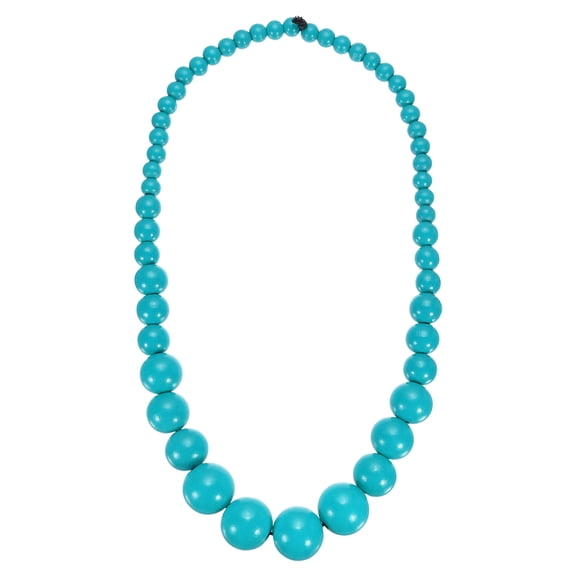 Uxcell Chunky Beaded Necklace, Round Wooden Beaded Necklace Big Ball Bead Collar Necklaces for Women Men Handmade Jewelry Trendy Accessories, Sky Blue