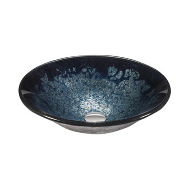 Évier de Récipient en Verre Temper&44; Velours Bleu et Violet - 17.7 x 17.7 x 5,7 Po