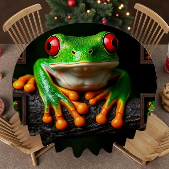 RKSupls Round Tablecloth - Red Eyed Tree Frog Microfiber Table Cover - Soft, Stain Resistant & Washable Decor for Wedding, Party, Holiday, Home Dining, 60x60inch