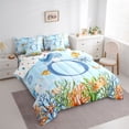 thumbnail image 2 of jejeloiu Watercolor Sea Life 7-Piece Bedding Comforter Set For Kids,Initial Letter O King Bedding Sets,Reversible, 2 of 7