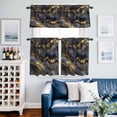 thumbnail image 2 of Brown Marble Kitchen Curtains Valances and Tiers Set of 3 Modern Abstract Art Black Grey Gold Marble Waves Tier Curtains and Valance with Rod Pocket for Small Windows, 27.5"x36", 2 of 9