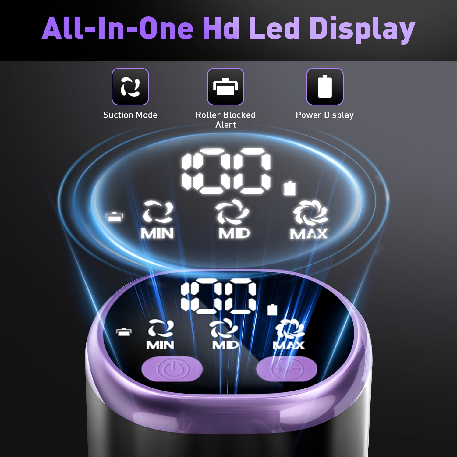 A27 Cordless Vacuum Cleaner, Stick Vacuum with Powerful Suction, Hose, Green LED Light, Anti-Tangle Brush, Lightweight Rechargeable Vacuum Cleaner for Home, Hardwood Floors, Carpets,Purple