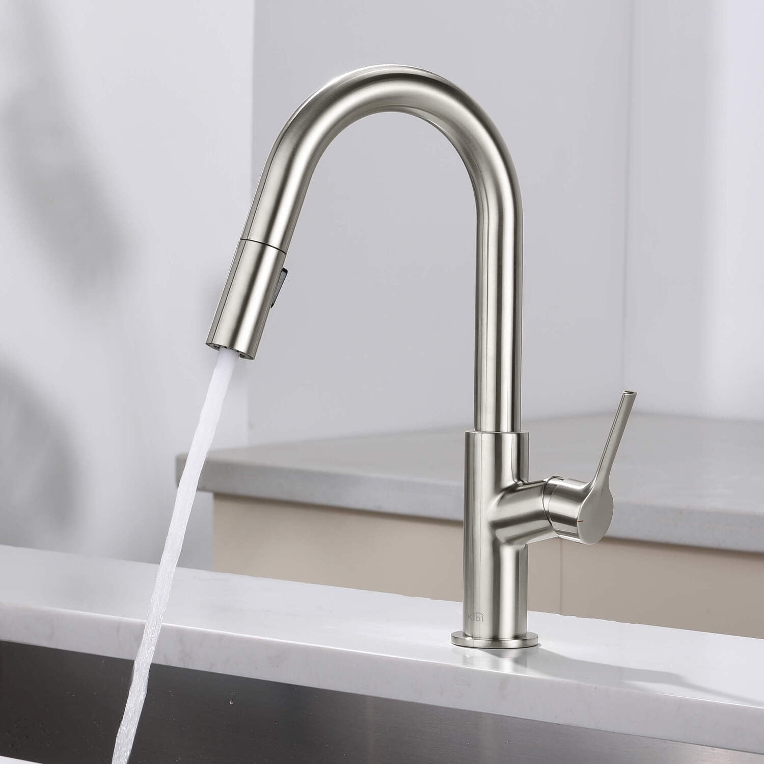 Kibi Fusion Single Handle Pull Down Kitchen & Bar Sink Faucet - Brushed Nickel