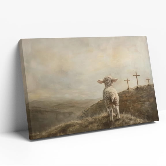 Aaheei Vintage Easter Lamb Canvas Wall Art for Prayer Room Modern Christ Prints Christian Home Decor Cross Bible Art Nature Scene Artwork Religious Faith Posters Hallway Pictures Wall Decor