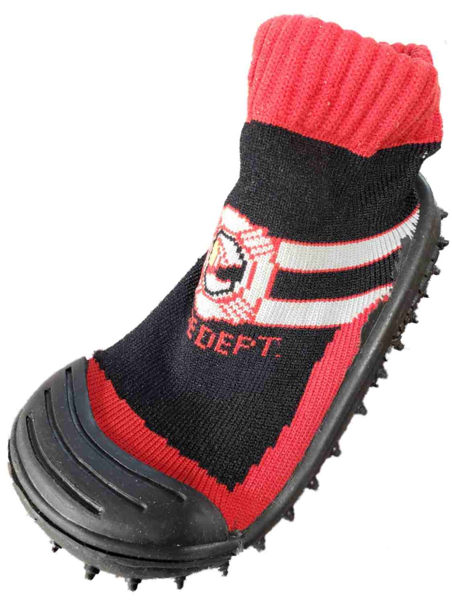 SKIDDERS Infant Boys Black & Red Fire Department Pull On Shoes Kids