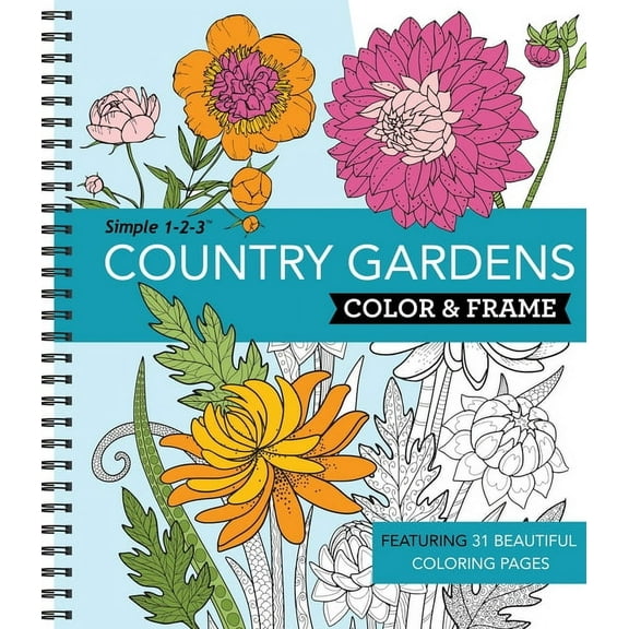 Color & Frame Color & Frame - Country Gardens (Adult Coloring Book), (Spiral-Bound)