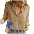 thumbnail image 2 of Conairie Women Linen Shirts Long Sleeve Regular Fit Collar Button Down Shirts Solid Breathable Soft Summer Fashion Casual Blouses Brown XXL, 2 of 4