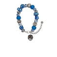 thumbnail image 2 of Delight Jewelry Silvertone Diagonal Banded Barrel with Yellow Crystals Spinner Blue Paw Print Bead Bracelet, 7"+2", 2 of 4