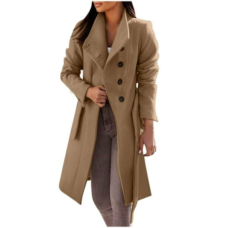

Women s Fall Fashion 2022 Lapel Woolen Cloth Coat Trench Jacket Open Front Cardigan Long Overcoat Outwear